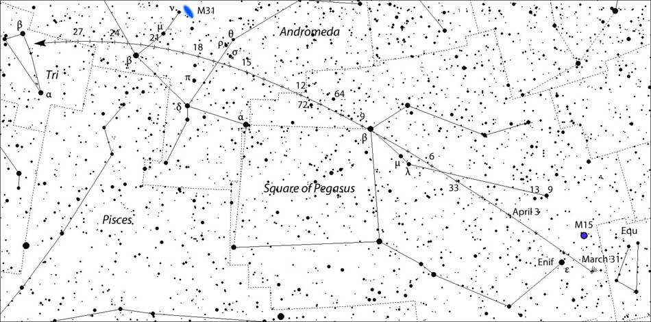Comet C 2017 E4 mapa